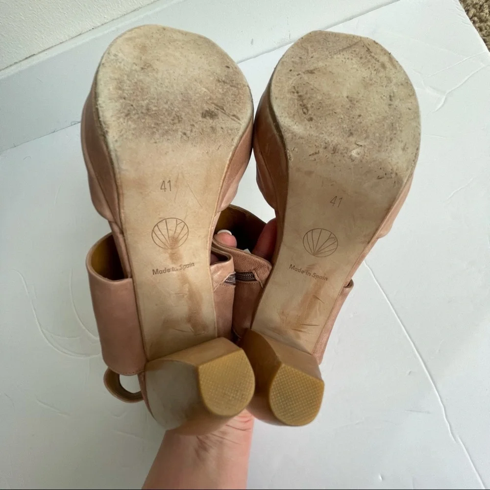 COCLICO Mauve Pink Suede Cutout Platform Sandal Heels